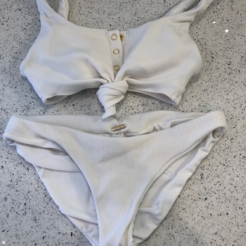Beach Bunny Rib Tide White Top and Bottom Set